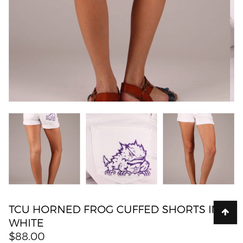 Brand new white jean TCU shorts